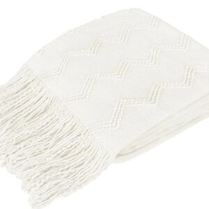 PAVILIA White Knit Throw Blanket for Couch, Twin Bed, Soft Knitted Farmhouse
